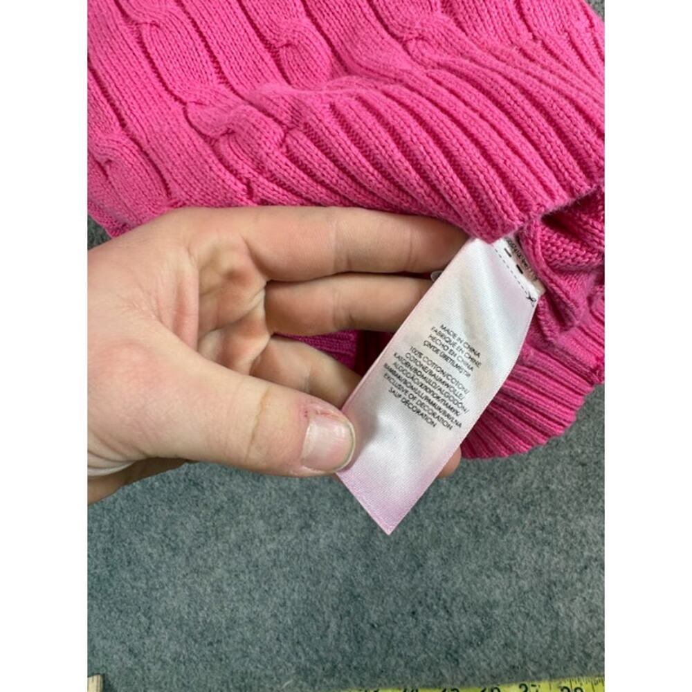 Polo Ralph Lauren Sweater Womens Medium Pink Crewneck Cable Knit Pony Preppy Y2K - Picture 5 of 8